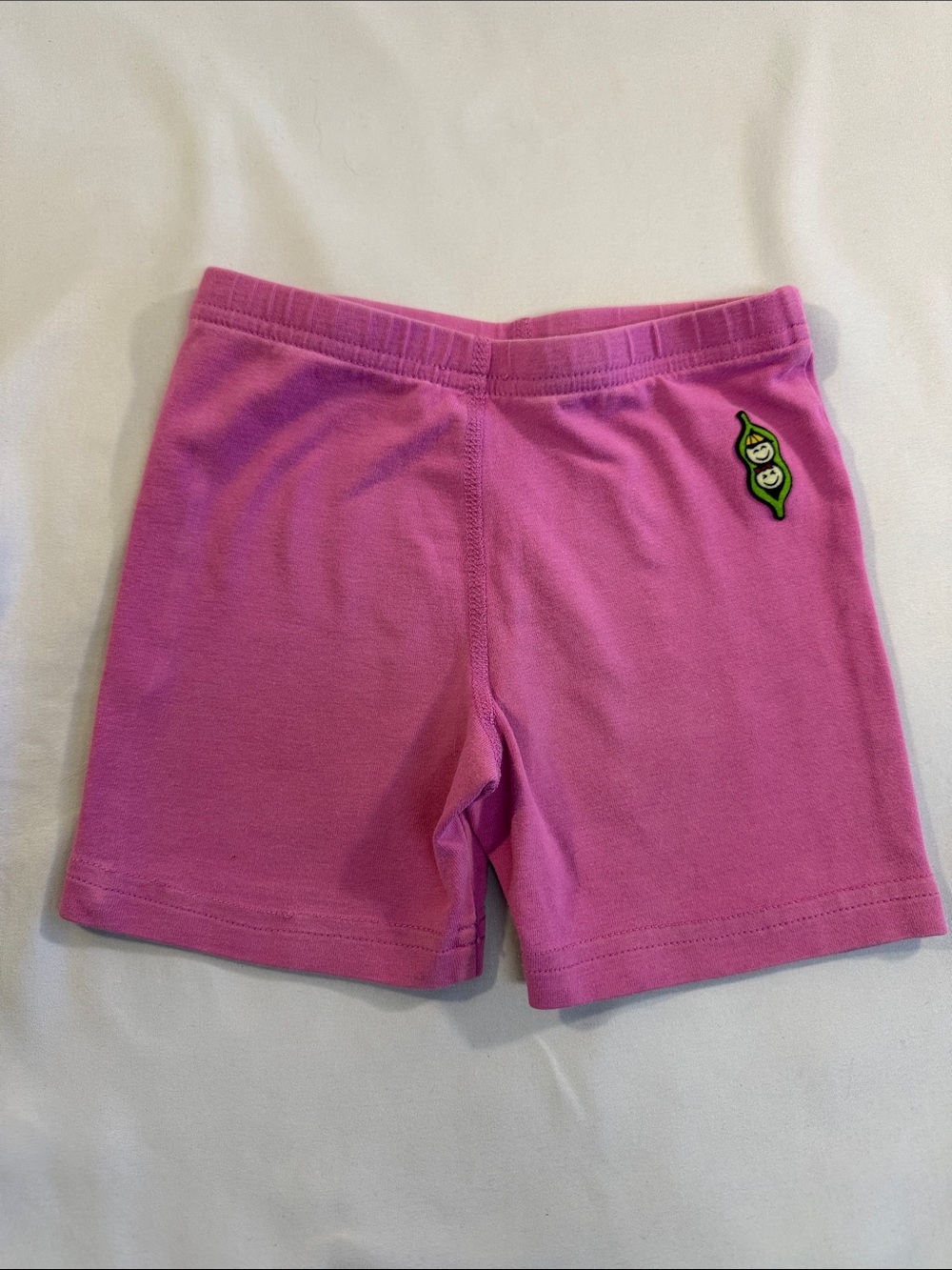 Peekaboo Beans - Girls Pink Stretch Cotton Shorts with Pea Pod Patch